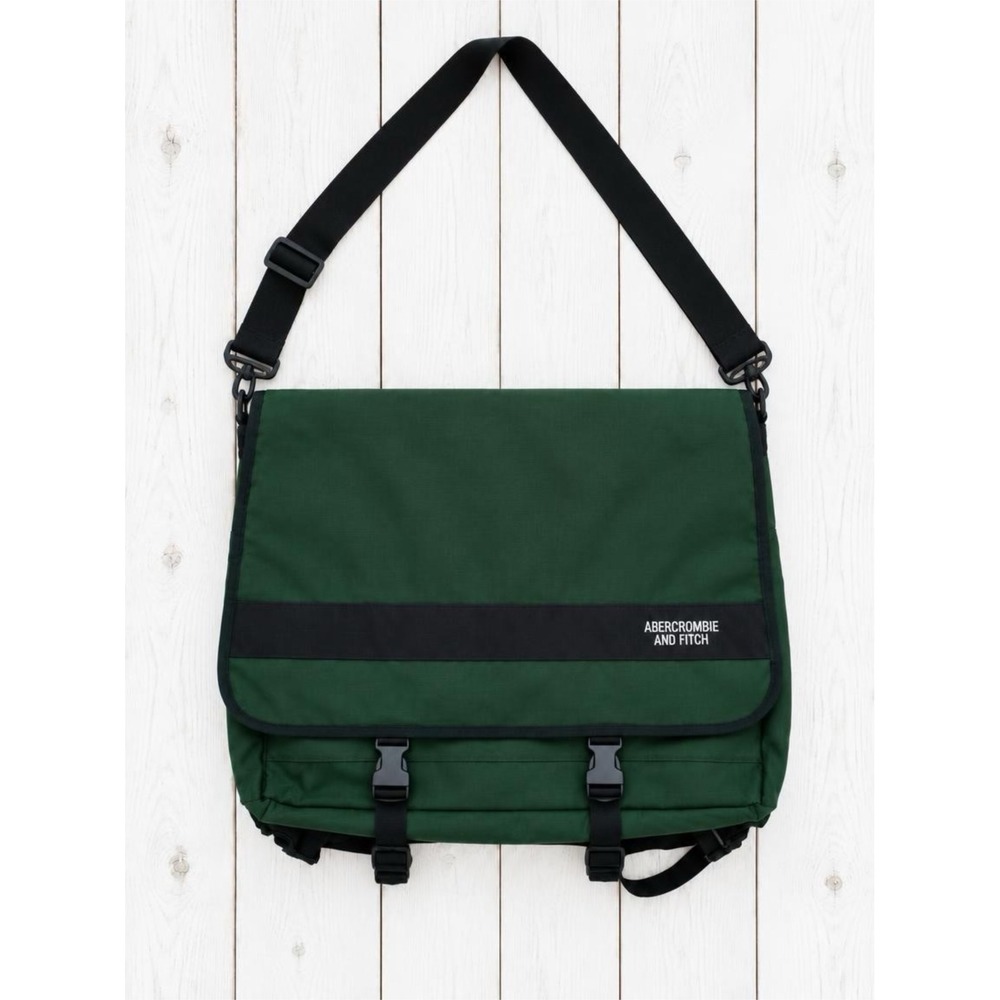 Vintage Abercrombie & Fitch Ballistic Nylon Messenger Bag Green Black 14x19